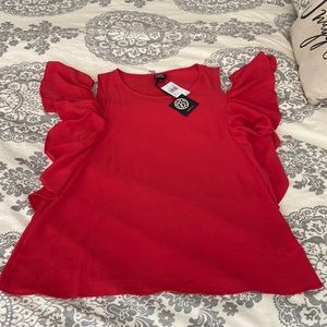 Cardinal Red Bobeau cold shoulder flutter sleeve top - NWT size XL